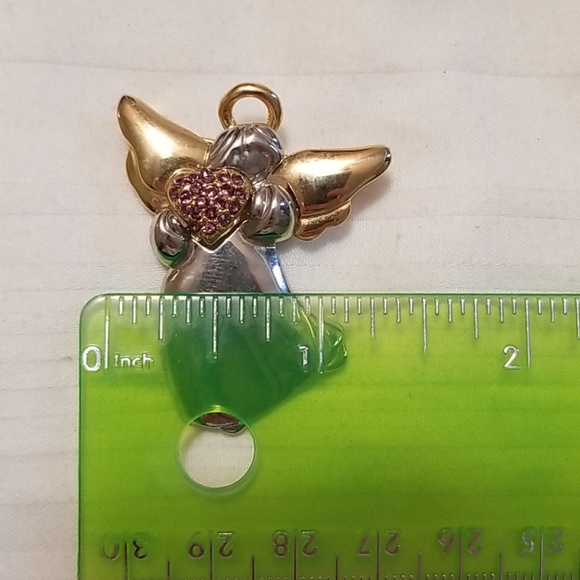 Vintage Gold Silver Angel Heart Brooch - Picture 5 of 5